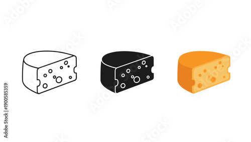 Three different types of cheese are shown in illustration Vector