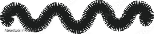 Black decorative garland wave silhouette vector with spiky edges white