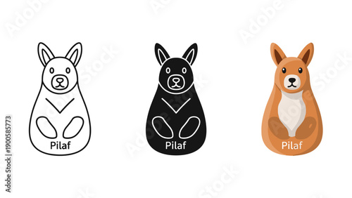 Three cartoon dogs in different colors sitting side by side Vector
