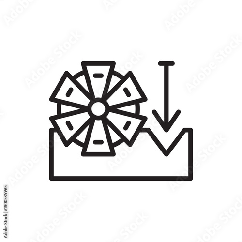 Underground boring machine icon. Tunneling and excavation engineering, representing tunnel boring machines (TBM), subterranean drilling, urban utility construction, and heavy-duty mining hardware.