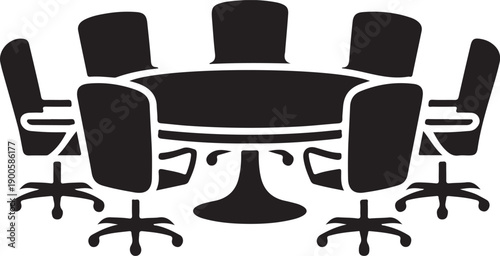 Modern office chairs surrounding a round table in a professional setting