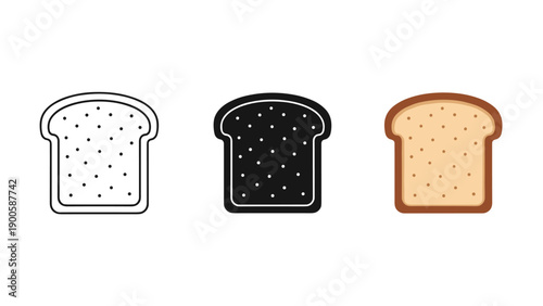 A set of three slices of bread in different colors Vector