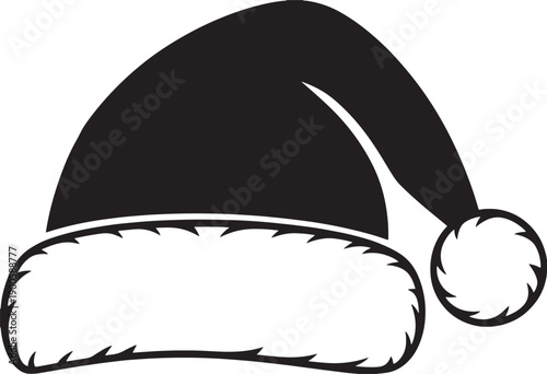 Christmas Santa Claus hat with white fur trim and pom pom