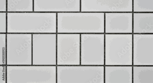 Seamless White Rectangular and Square Tile Pattern Background with Dark Grout