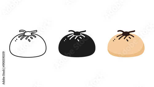 Three small pouches in different colors on a white background Vector