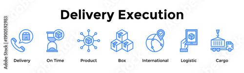 Delivery Execution Banner Web Icon Vector Illustration Concept For Delivery, On Time, Product, Box, International, Logistic, Cargo