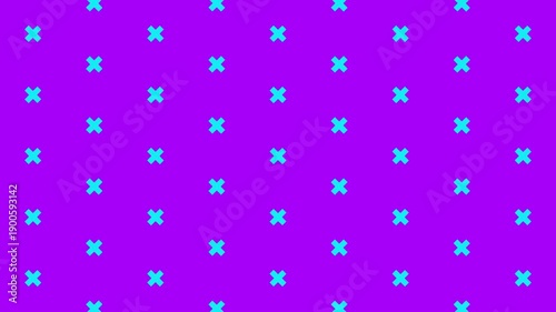 Vibrant Cyan Cross Pattern on Electric Purple Background Seamless Geometric Texture Abstract