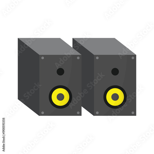 studio audio speaker system with woofer and bass technology equipment for music entertainment isolated on white background