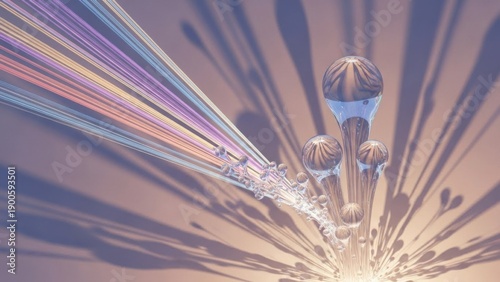 Futuristic high-speed data transfer visualization with dynamic light trails and metallic spherical