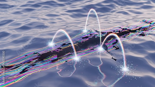 Futuristic High-Tech Underwater Exploration Device with Dynamic Water Effects