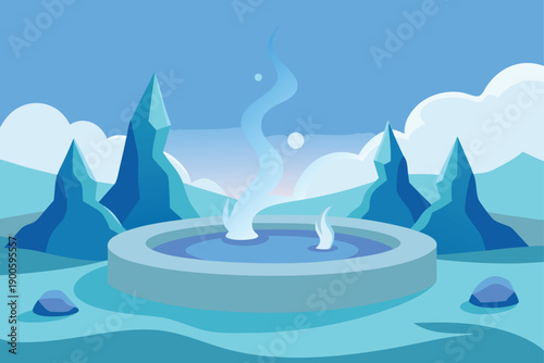 Fantasy Hot Spring Oasis In Arctic Tunnel