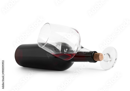 Bottle and glass of tasty r...