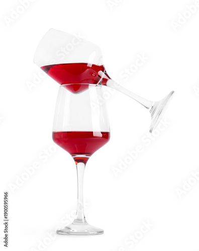 Glasses of tasty red wine o...
