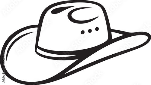 A stylish black and white illustration of a classic cowboy hat