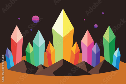 Garden Of Rainbow Colored Crystals