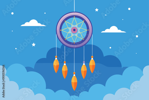 Giant Dreamcatcher Hanging In Clouds