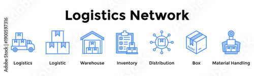 Wallpaper Mural Logistics Network Banner Web Icon Vector Illustration Concept For Logistics, Logistic, Warehouse, Inventory, Distribution, Box, Material Handling Torontodigital.ca