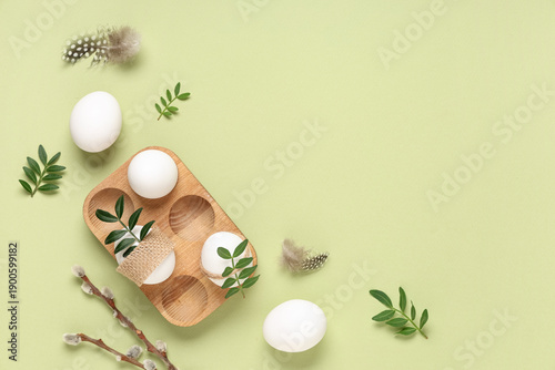 Easter eggs with leaves, fe...
