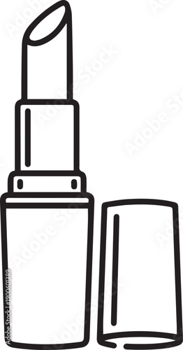 Outline Drawing of Popular Lipstick With Open Cap For Beauty And Fashion Content