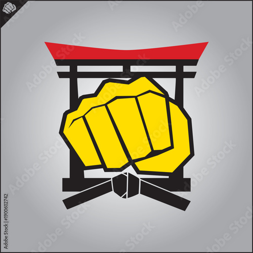 Martial art colored symbol, logo creative design emblem.