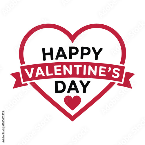 Happy Valentines Day Heart Badge Vector Illustration