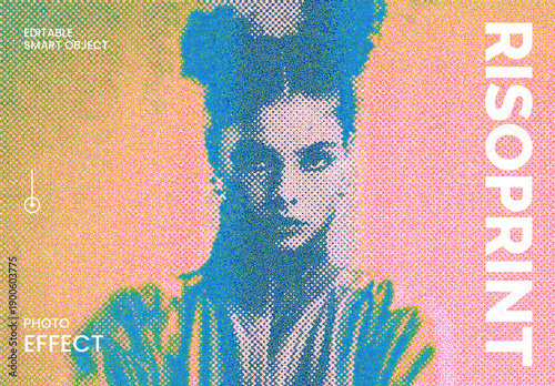 Retro Bad Print Photo Effect Mockup