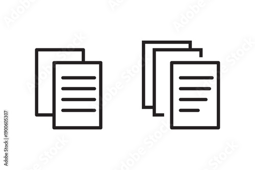 Paper documents icons. Linear File icons.