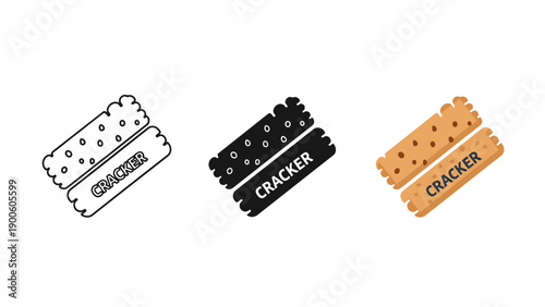 Three snack food badges with cracker label Vector