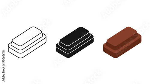 Three different color variations of a rectangular object Vector