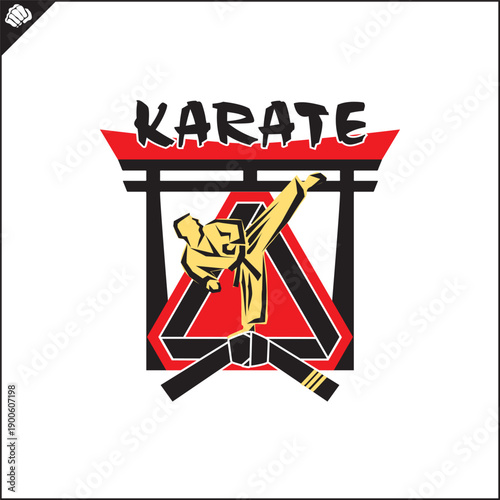Martial art colored symbol, logo creative design emblem.