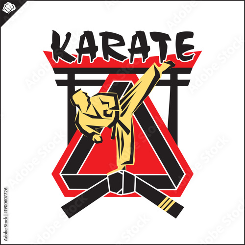 Martial art colored symbol, logo creative design emblem.