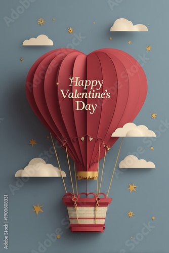 Heart shaped hot air balloon for valentines day celebration