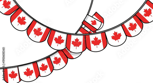 A festive string of Canadian flag bunting, perfect for national celebrations and events.