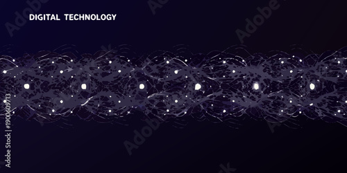 Abstract digital network with glowing nodes on a dark blue background
