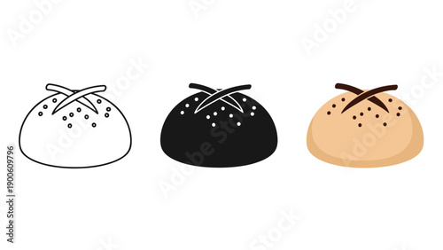 Three dumplings in different colors on a white background Vector