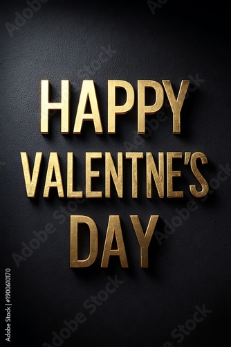 Happy valentines day golden letters on dark background