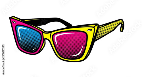 Colorful statement sunglasses with pink and blue lenses  
