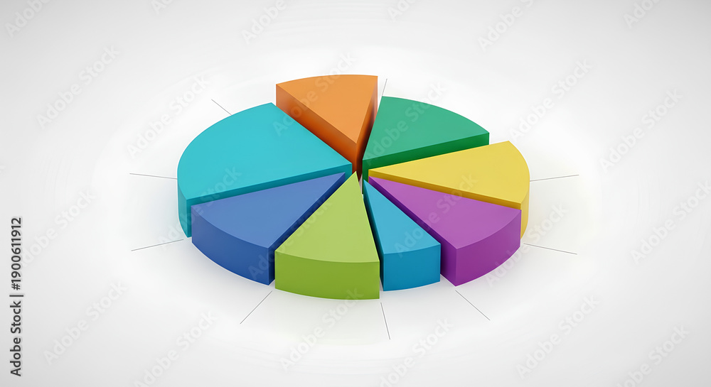 Obraz premium Colorful 3d Pie Chart Illustration