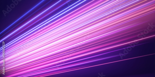 Electric pink streaks flow along the highway with glowing neon trails. Curved lines and motion blur convey fast-paced energy and futuristic style. Perfect for digital, sci-fi, or racing layouts vector