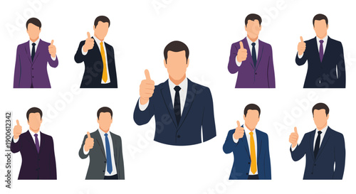 Diverse businessmen in suits giving thumbs up approval gesture