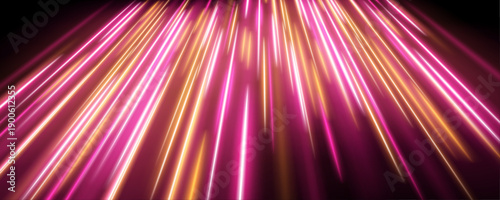 Flowing neon pink streaks race along the highway, forming luminous curved trails. Motion blur and glowing lines convey speed and futuristic energy. Perfect for digital or sci-fi visuals vector