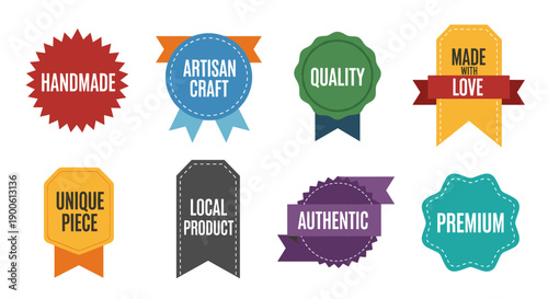 Handmade artisan quality product badges and labels set