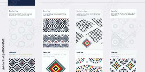 A collection of geometric patterns displayed on a webpage interface