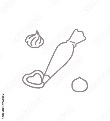 絞り器 クリーム 製菓 線画イラスト素材
