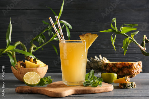 Glass of fresh pineapple ju...