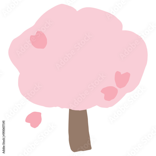 4月の園だよりに使いやすい シンプル手描きイラストカットシリーズ｜桜の木 | Simple Hand-Drawn April Newsletter Cut Illustration Series | Cherry Blossom Tree