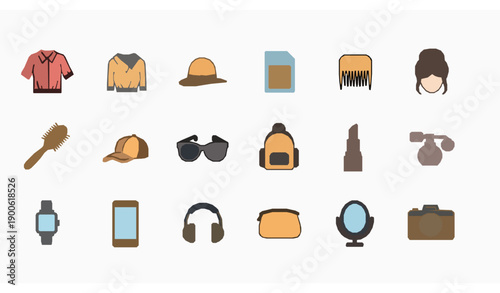 Stylish fashion and lifestyle filled outline icon set editable vector symbols for app and interface design