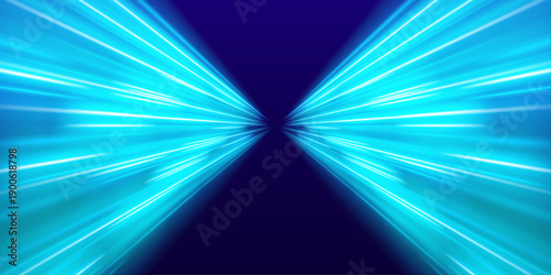 Blue streaks bend elegantly across the scene, forming a glowing motion path. Neon highlights enhance depth and fluidity. A vivid accent for digital projects. vector