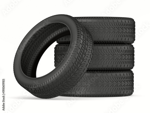 Car tire on white background. Isolated 3D illustration