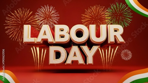 Labour day celebration with fireworks and patriotic colors